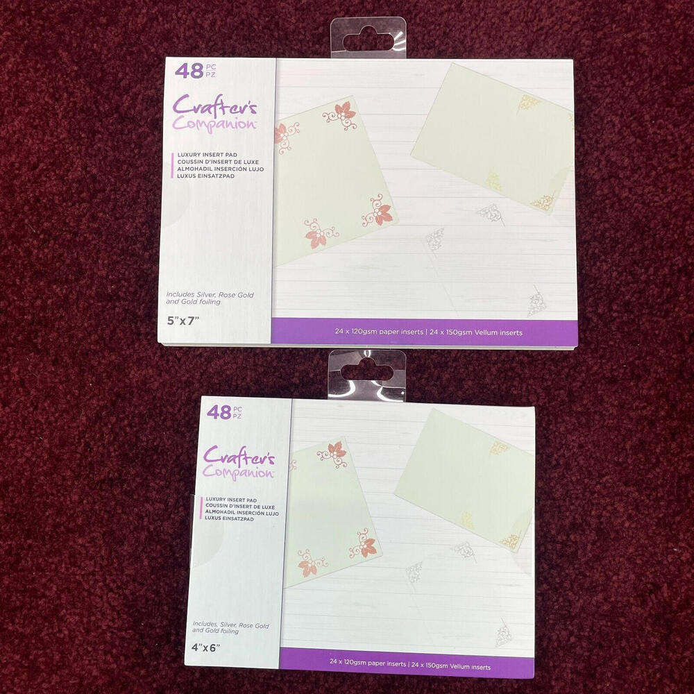 Lot 2 Crafters Companion Luxury Insert Pads Paper Foil 5x7 4x6 Gold Silver